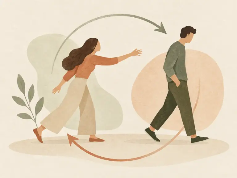 Illustrazione del ciclo insegui e ritirati nella coppia